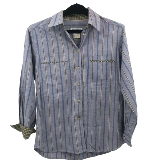 David Brooks Woman Button Down Shirt Size 8 Blue Stripes - Picture 1 of 4